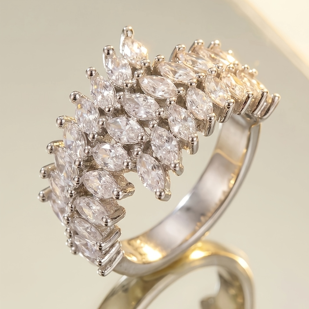 Women's Pear-Shaped Sparkling Ring, Chic Evening Accessory